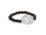 Om Bracelet set with White Round Brilliant 2.12ct and string in wooden beads B12353