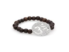 Om Bracelet set with White Round Brilliant 2.12ct and string in wooden beads B12353