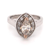 Halo Ring Center Marquise Natural  Diamond