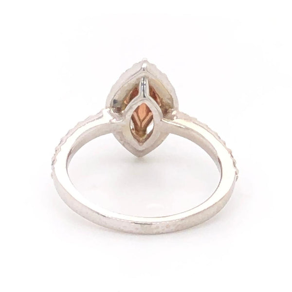 Engagement Ring Single Halo Ring center Natural Pink Marquise Diamond.