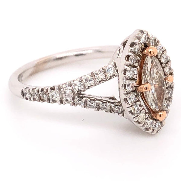 Halo Ring Natural Pink Marquise Diamond