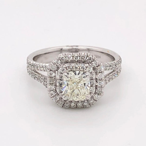 Double Halo Ring Radiant Diamond