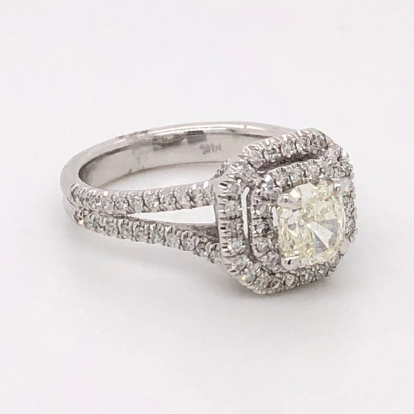 Double Halo Ring Radiant Diamond