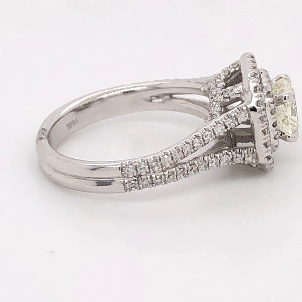Double Halo Ring Radiant Diamond