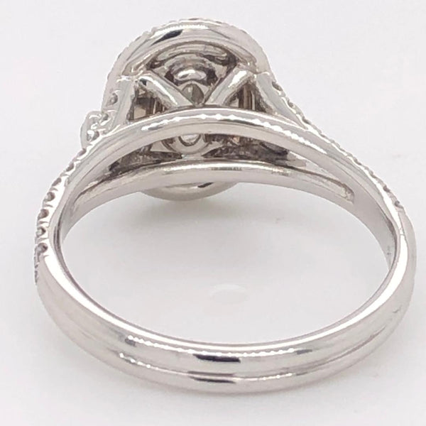 Double Halo Ring Center stone white Oval Diamond