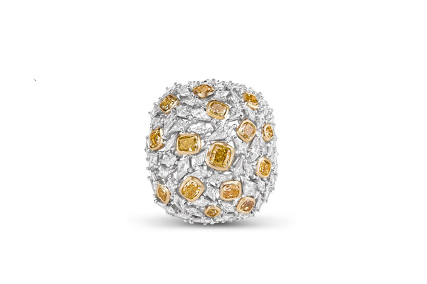Dome Ring 18k two tone yellow and white gold