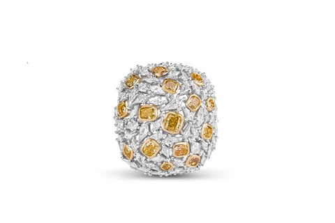 Dome Ring 18k two tone yellow and white gold
