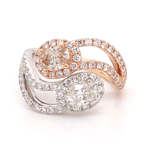Yin and Yang 18k two tone rose and white gold. Total diamond weight 1.79ct