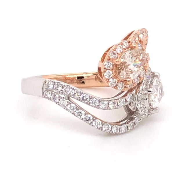Yin and Yang 18k two tone rose and white gold. Total diamond weight 1.79ct