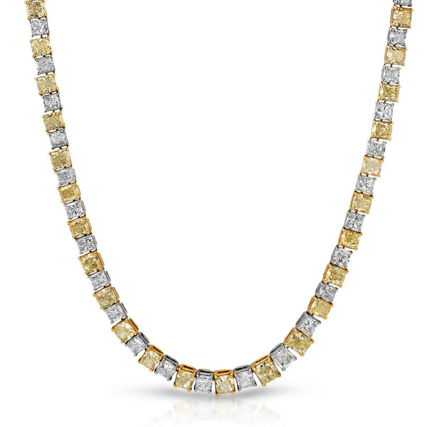 Cushion Brilliant Diamond Necklace Yellow Gold 18k