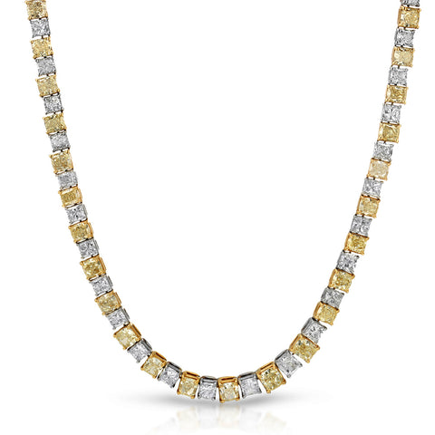 Cushion Brilliant Diamond Necklace Yellow Gold 18k