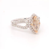 Engagement Ring Single Halo Diamond center Natural Pink Marquise Diamond