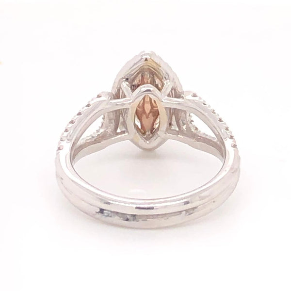 Engagement Ring Single Halo Diamond center Natural Pink Marquise Diamond