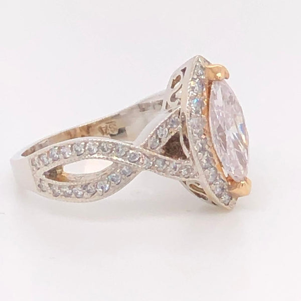 Halo Ring  Marquise Natural Pink Diamond