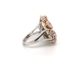 Cocktail Ring three tone yellow, rose and white gold. 14k